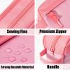imageSooez Original High Capacity Pencil Case Big Pencil Bag Pouch Box Organizer Pen Case Portable Journaling Supplies with Easy Grip Handle ampamp Loop Aesthetic Supply for Girls Adults Mint GreenPink