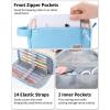 imageSooez Original High Capacity Pencil Case Big Pencil Bag Pouch Box Organizer Pen Case Portable Journaling Supplies with Easy Grip Handle ampamp Loop Aesthetic Supply for Girls Adults Mint GreenCanvas Sky Blue