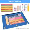 imageSooez Pencil Pouch for 3 Ring Binder 2 Pack Binder Pencil Pouch with Clear Window Pencil Bags with Zipper ampamp Reinforced Grommets Pencil Case for Binder Black ampamp BlackRose  Azure Blue