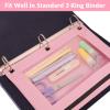 imageSooez Pencil Pouch for 3 Ring Binder 2 Pack Binder Pencil Pouch with Clear Window Pencil Bags with Zipper ampamp Reinforced Grommets Pencil Case for Binder Black ampamp BlackPink  Green
