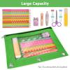 imageSooez Pencil Pouch for 3 Ring Binder 2 Pack Binder Pencil Pouch with Clear Window Pencil Bags with Zipper ampamp Reinforced Grommets Pencil Case for Binder Black ampamp BlackBlue  Green