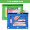 imageSooez Pencil Pouch for 3 Ring Binder 2 Pack Binder Pencil Pouch with Clear Window Pencil Bags with Zipper ampamp Reinforced Grommets Pencil Case for Binder Black ampamp BlackBlue  Green