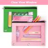 imageSooez Pencil Pouch for 3 Ring Binder 2 Pack Binder Pencil Pouch with Clear Window Pencil Bags with Zipper ampamp Reinforced Grommets Pencil Case for Binder Black ampamp BlackPink  Green