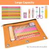 imageSooez Pencil Pouch for 3 Ring Binder 2 Pack Binder Pencil Pouch with Clear Window Pencil Bags with Zipper ampamp Reinforced Grommets Pencil Case for Binder Black ampamp BlackBlue  Orange