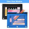 imageSooez Pencil Pouch for 3 Ring Binder 2 Pack Binder Pencil Pouch with Clear Window Pencil Bags with Zipper ampamp Reinforced Grommets Pencil Case for Binder Black ampamp BlackAzure Blue  Black