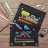 imageSooez Pencil Pouch for 3 Ring Binder 2 Pack Fabric Binder Pouch with 2 Pockets Pencil Bags with Zipper and Reinforced Grommets Pencil Cases for BinderBlack  Black