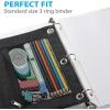 imageSooez Pencil Pouch for 3 Ring Binder 2 Pack Fabric Binder Pouch with 2 Pockets Pencil Bags with Zipper and Reinforced Grommets Pencil Cases for BinderAzure Blue  Rose