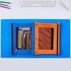 imageSooez Pencil Pouch for 3 Ring Binder 2 Pack Fabric Binder Pouch with 2 Pockets Pencil Bags with Zipper and Reinforced Grommets Pencil Cases for BinderBlue  Orange