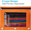 imageSooez Pencil Pouch for 3 Ring Binder 2 Pack Fabric Binder Pouch with 2 Pockets Pencil Bags with Zipper and Reinforced Grommets Pencil Cases for BinderBlue  Orange