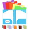 imageSooez Plastic Folders with Pockets and Prongs 6 Pack Pocket Folders with Prongs Heavy Duty 3 Prong 2Pocket Folders for Document Colored File Folder Back to School Supplies for KidsBright Colors