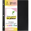 imageSooez 2Pocket Folders Plastic Folders with Pockets 3 Hole Punched 1 Pack Pockets Folder for 3 Ring Binder with Labels Heavy Duty Binder Folder for Document Letter Size File FolderBlackBlack