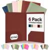 imageSooez 6 Pack Folders with Pockets Heavy Duty Plastic File Folders 2 Pockets Folder Preppy Back to School Supplies Classic ColorsRetro Colors