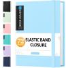 imageSooez 72 Pocket Binder with Plastic Sleeves ampamp Elastic Band Large Capacity 85x11 Presentation Book Display 144 Pages Art Portfolio Document Folder with Clear Sheet Protectors for Office SchoolLight Blue