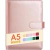 imageSooez A5 Notebook Binder 6 Ring Planner with Stylish Design Loose Leaf Personal Organizer Cover with Magnetic Buckle Closure PU Leather Binder for Women with Macaron Colors Olive GreenRose Gold