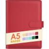 imageSooez A5 Notebook Binder 6 Ring Planner with Stylish Design Loose Leaf Personal Organizer Cover with Magnetic Buckle Closure PU Leather Binder for Women with Macaron Colors Olive GreenRed