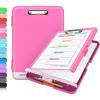 imageSooez Clipboard with Storage High Capacity Nursing Clip Board 85 x 11 with Pen Holder ampamp Low Profile Clip Plastic Clipboards Case Box Teacher Must Haves School Office SuppliesLetter Size A4Rose Pink