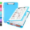 imageSooez Clipboard with Storage High Capacity Nursing Clip Board 85 x 11 with Pen Holder ampamp Low Profile Clip Plastic Clipboards Case Box Teacher Must Haves School Office SuppliesLetter Size A4Sky Blue