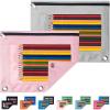 imageSooez Pencil Pouch for 3 Ring Binder 2 Pack Binder Pencil Pouch with Clear Window Pencil Bags with Zipper ampamp Reinforced Grommets Pencil Case for Binder Black ampamp BlackPink  Grey