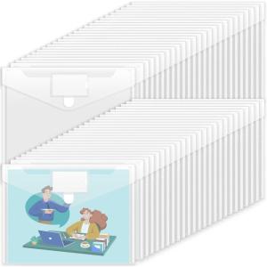 imageSooez 10 Pack Plastic Envelopes File Folders Clear Folder for Document US Letter A4 Size Poly Envelopes with Label Pockets for School Home Work Office Organizer Clear50