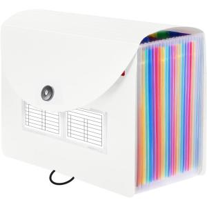 imageSooez 24 Pockets Expanding File Folder with Blank Labels According File Organizer with Expandable Cover Desktop Accordion Folders Letter A4 Paper Document Storage Organizer BlackWhite