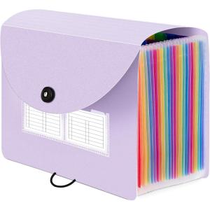 imageSooez 24 Pockets Expanding File Folder with Blank Labels According File Organizer with Expandable Cover Desktop Accordion Folders Letter A4 Paper Document Storage Organizer BlackPurple