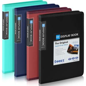 imageSooez 30Pocket Binder with Plastic Sleeves 85x11 Black Heavy Duty Art Portfolio Folder with Clear Sheet Protectors Display 60 Pages Presentation Book for Artwork Document Organizer BinderAssorted Colors