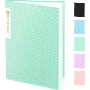 imageSooez 30Pocket Binder with Plastic Sleeves 85x11 Heavy Duty Art Portfolio Folder with Clear Sheet Protectors Display 60 Pages Presentation Book for Artwork Document OrganizerGreen