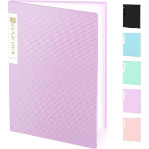 imageSooez 30Pocket Binder with Plastic Sleeves 85x11 Heavy Duty Art Portfolio Folder with Clear Sheet Protectors Display 60 Pages Presentation Book for Artwork Document OrganizerPurple