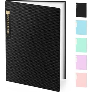 imageSooez 30Pocket Binder with Plastic Sleeves 85x11 Heavy Duty Art Portfolio Folder with Clear Sheet Protectors Display 60 Pages Presentation Book for Artwork Document OrganizerBlack