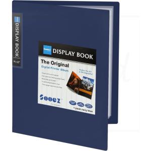 imageSooez 30Pocket Binder with Plastic Sleeves 9x12 Black Heavy Duty Art Portfolio Folder with Clear Sheet Protectors Display 60 Pages Presentation Book for Artwork Document Organizer BinderNavy Blue
