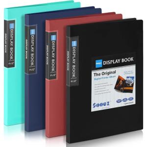 imageSooez 30Pocket Binder with Plastic Sleeves 9x12 Black Heavy Duty Art Portfolio Folder with Clear Sheet Protectors Display 60 Pages Presentation Book for Artwork Document Organizer BinderAssorted Colors