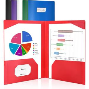 imageSooez 6 Pack Folders with Pockets Heavy Duty Plastic File Folders 2 Pockets Folder Preppy Back to School Supplies Classic ColorsClassic Colors