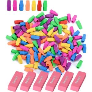 imageSooez 86pc Pencil Erasers Set 6pc Pink Erasers and 80pc Pencil Top Erasers Cap Erasers Eraser Tops Pencil Eraser for KidsToppers Erasers Studying Supplies for Teacher Pencil Erasers