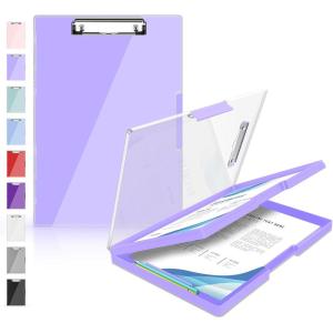 imageSooez Clipboard with Storage Heavy Duty Cleaview Clip Boards 85x11 with Dual Storage Dry Erase Plastic Nursing Clipboard High Capacity Clipboards Folder for Teacher Nurse School ampamp Office SuppliesLight Purple