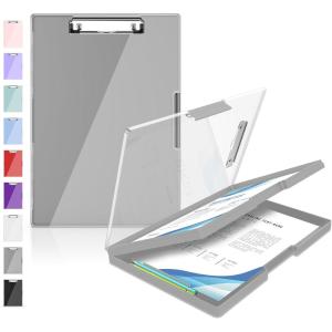 imageSooez Clipboard with Storage Heavy Duty Cleaview Clip Boards 85x11 with Dual Storage Dry Erase Plastic Nursing Clipboard High Capacity Clipboards Folder for Teacher Nurse School ampamp Office SuppliesGray