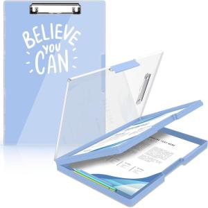 imageSooez Clipboard with Storage Heavy Duty Cleaview Clip Boards 85x11 with Dual Storage Dry Erase Plastic Nursing Clipboard High Capacity Clipboards Folder for Teacher Nurse School ampamp Office SuppliesLight Blue