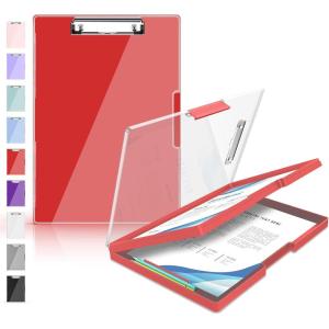 imageSooez Clipboard with Storage Heavy Duty Cleaview Clip Boards 85x11 with Dual Storage Dry Erase Plastic Nursing Clipboard High Capacity Clipboards Folder for Teacher Nurse School ampamp Office SuppliesRed