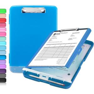 imageSooez Clipboard with Storage High Capacity Nursing Clip Board 85 x 11 with Pen Holder ampamp Low Profile Clip Plastic Clipboards Case Box Teacher Must Haves School Office SuppliesLetter Size A4Blue