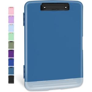 imageSooez Clipboards with Storage High Capacity Clip Boards 85x11 with Storage Heavy Duty Nursing Clipboard Folder Plastic Clipboard with Pen Holder for Women Teachers Work School ampamp Office SuppliesGray Blue With Black Clip