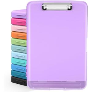 imageSooez Clipboards with Storage High Capacity Clip Boards 85x11 with Storage Heavy Duty Nursing Clipboard Folder Plastic Clipboard with Pen Holder for Women Teachers Work School ampamp Office SuppliesLight Purple