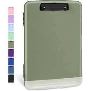 imageSooez Clipboards with Storage High Capacity Clip Boards 85x11 with Storage Heavy Duty Nursing Clipboard Folder Plastic Clipboard with Pen Holder for Women Teachers Work School ampamp Office SuppliesSage Green With Black Clip
