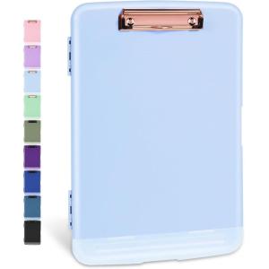 imageSooez Clipboards with Storage High Capacity Clip Boards 85x11 with Storage Heavy Duty Nursing Clipboard Folder Plastic Clipboard with Pen Holder for Women Teachers Work School ampamp Office SuppliesBaby Blue With Rose Gold Clip