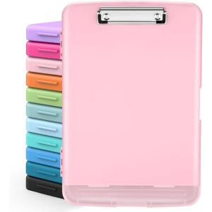 imageSooez Clipboards with Storage High Capacity Clip Boards 85x11 with Storage Heavy Duty Nursing Clipboard Folder Plastic Clipboard with Pen Holder for Women Teachers Work School ampamp Office SuppliesLight Pink