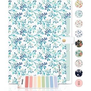 imageSooez Expanding File Folders Organizer Folders with 5 Pockets Folders for Documents wSticker Accordion File Organizer Paper Receipt Bill Filing Organizer School Office Travel Essentials SuppliesLight Green Floral