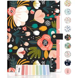 imageSooez Expanding File Folders Organizer Folders with 5 Pockets Folders for Documents wSticker Accordion File Organizer Paper Receipt Bill Filing Organizer School Office Travel Essentials SuppliesBlack Floral