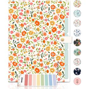 imageSooez Expanding File Folders Organizer Folders with 5 Pockets Folders for Documents wSticker Accordion File Organizer Paper Receipt Bill Filing Organizer School Office Travel Essentials SuppliesOrange Floral
