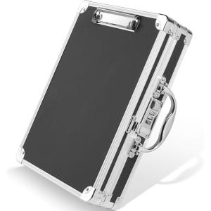imageSooez Heavy Duty Aluminum Locking Clipboard Case Box with Handle  Holds Letter Size Paper Organizer 126 x 96 inchCombination Lock