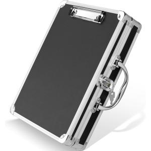 imageSooez Heavy Duty Aluminum Locking Clipboard Case Box with Handle  Holds Letter Size Paper Organizer 126 x 96 inchKey Lock  Silver