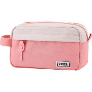 imageSooez Original High Capacity Pencil Case Big Pencil Bag Pouch Box Organizer Pen Case Portable Journaling Supplies with Easy Grip Handle ampamp Loop Aesthetic Supply for Girls Adults Mint GreenCanvas Pink