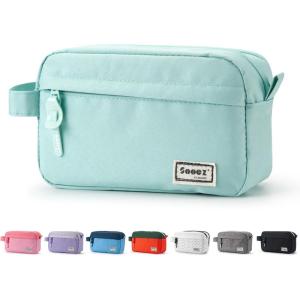 imageSooez Original High Capacity Pencil Case Big Pencil Bag Pouch Box Organizer Pen Case Portable Journaling Supplies with Easy Grip Handle ampamp Loop Aesthetic Supply for Girls Adults Mint GreenMint Green